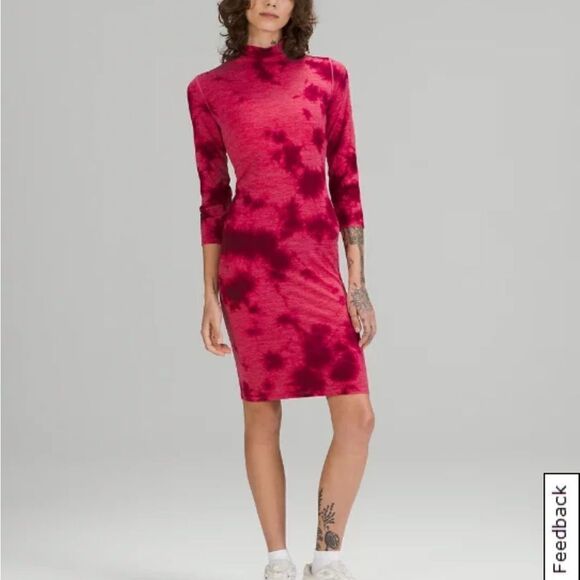 NWT New LULULEMON LAB Wool Blend Tie Dye Dress Mimic Pink Dragonfruit Berry 8 - Picture 1 of 6